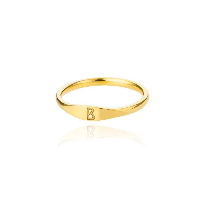 Gold Initial Signet Ring