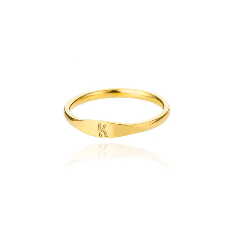 Gold Initial Signet Ring