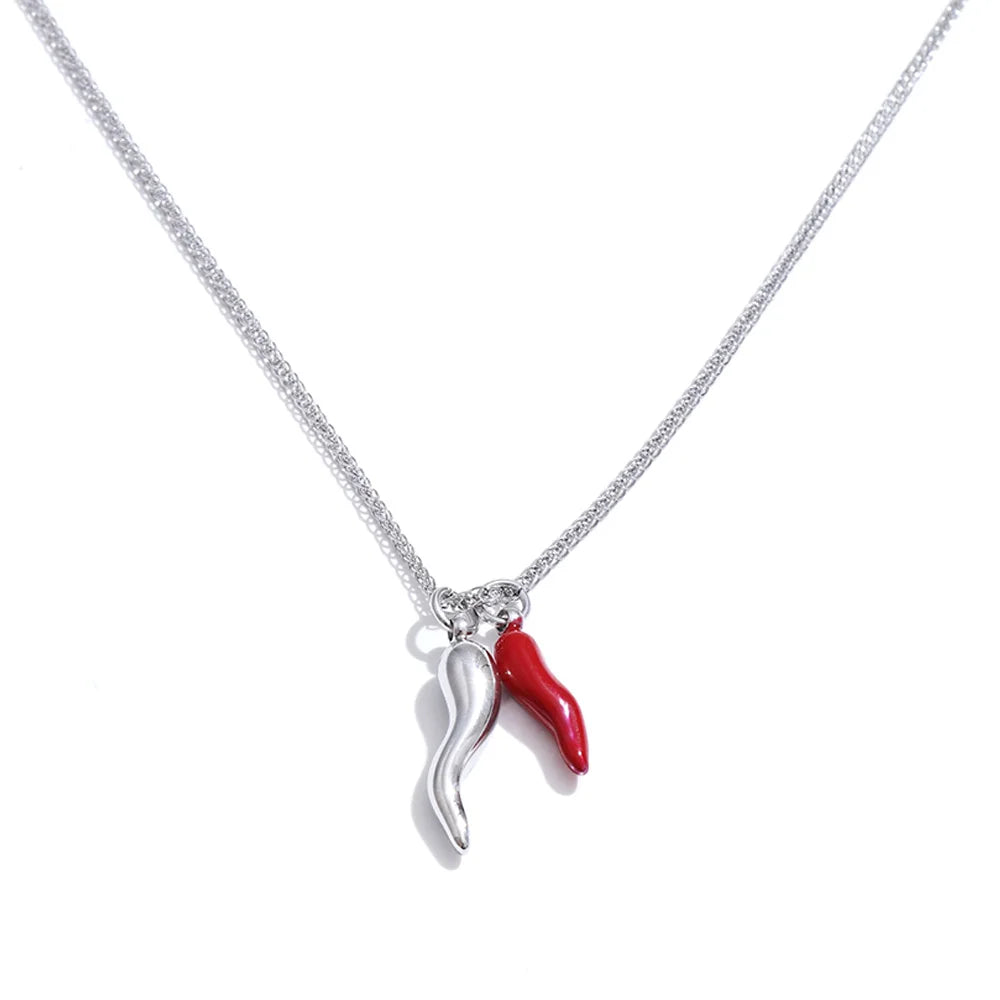 Enamel Red Chilli Pendant Necklace