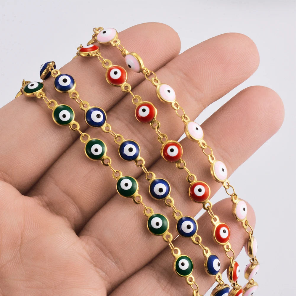Evil Eye Enamel Bead Bracelet
