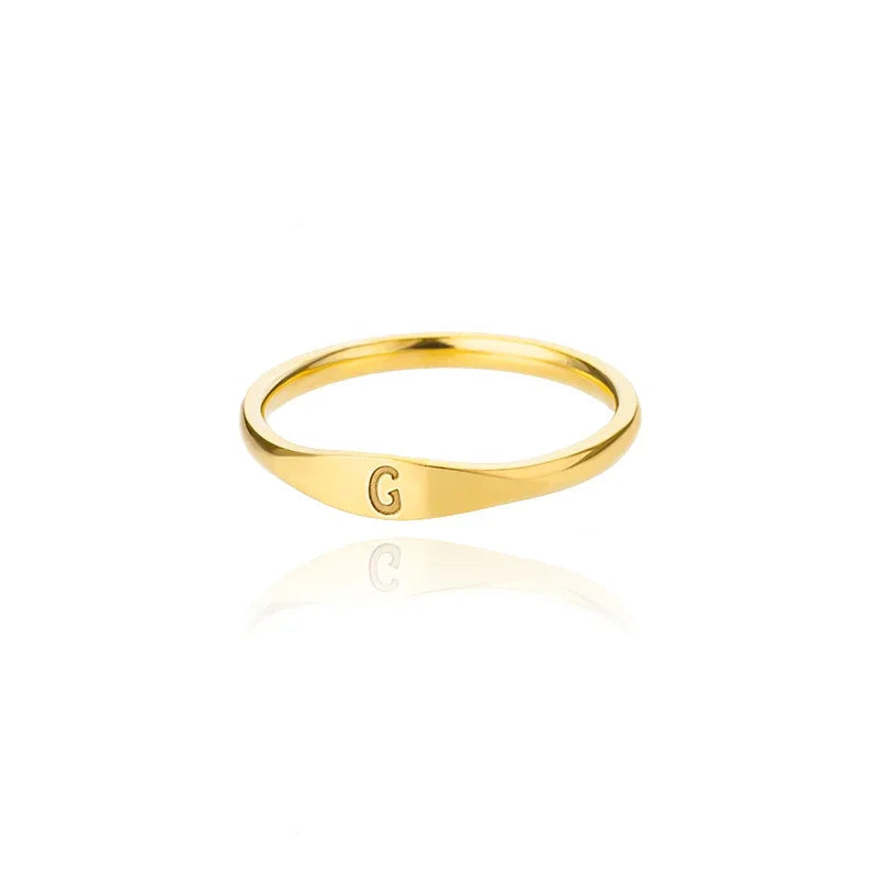 Gold Initial Signet Ring