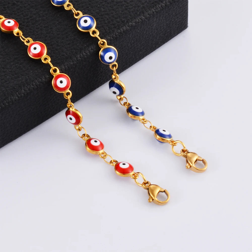 Evil Eye Enamel Bead Bracelet