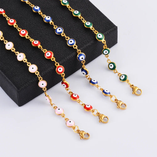 Evil Eye Enamel Bead Bracelet