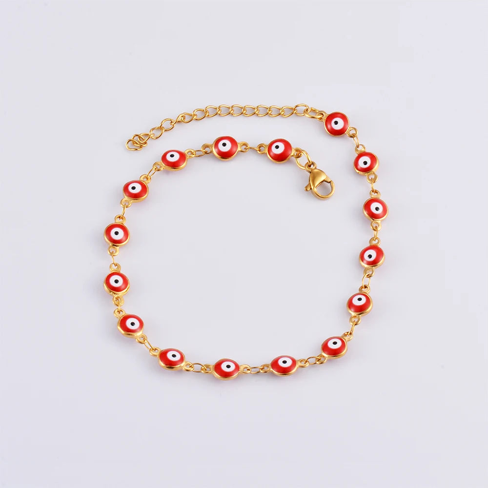 Evil Eye Enamel Bead Bracelet