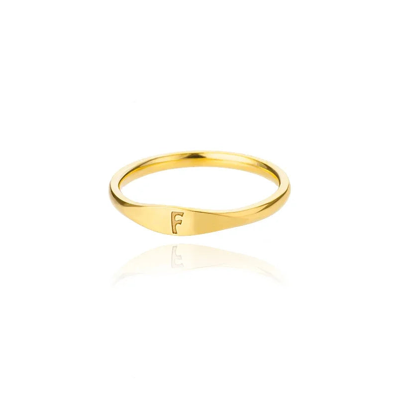 Gold Initial Signet Ring