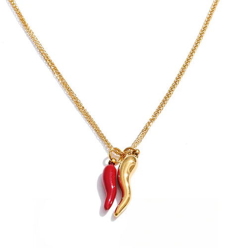 Enamel Red Chilli Pendant Necklace