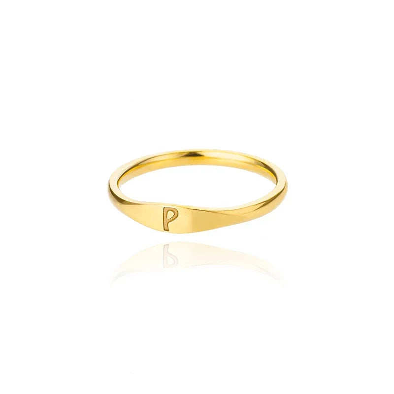 Gold Initial Signet Ring