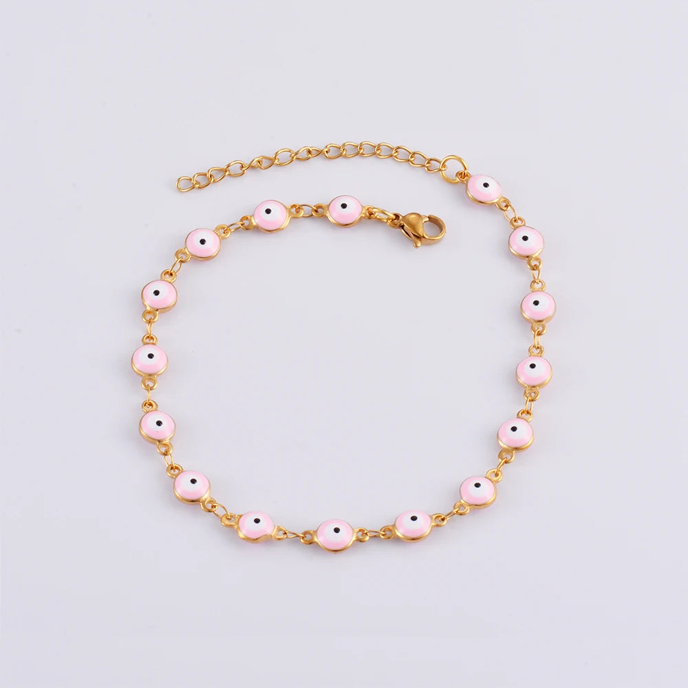Evil Eye Enamel Bead Bracelet