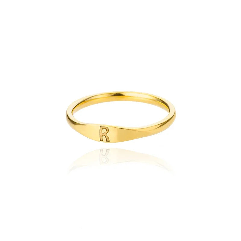 Gold Initial Signet Ring
