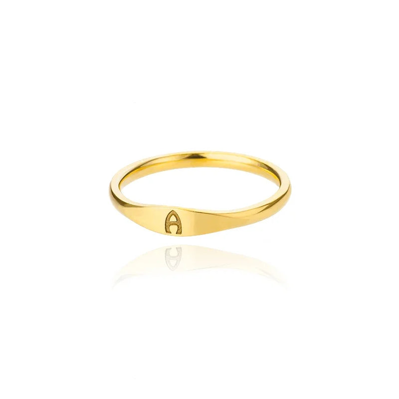 Gold Initial Signet Ring