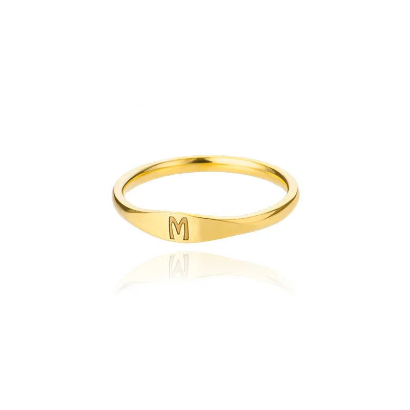 Gold Initial Signet Ring