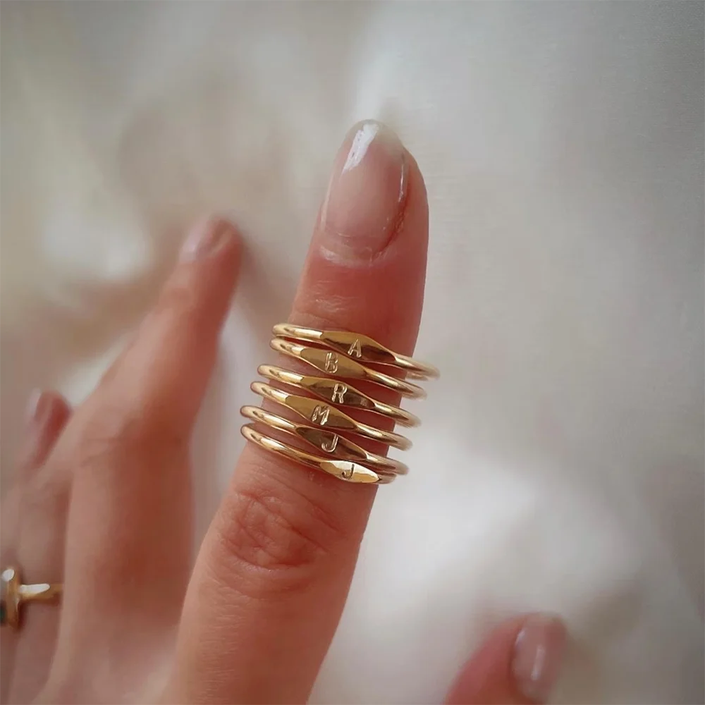 Gold Initial Signet Ring