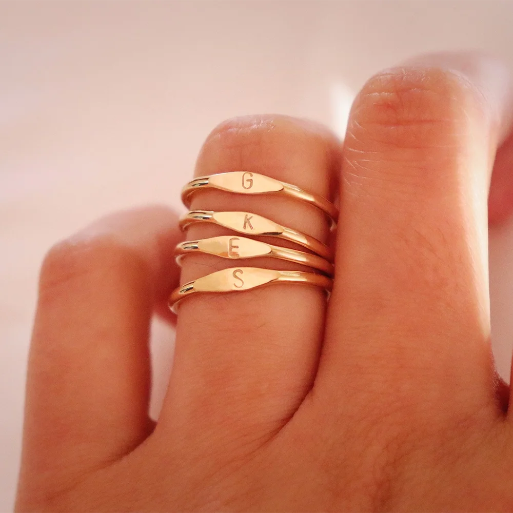 Gold Initial Signet Ring