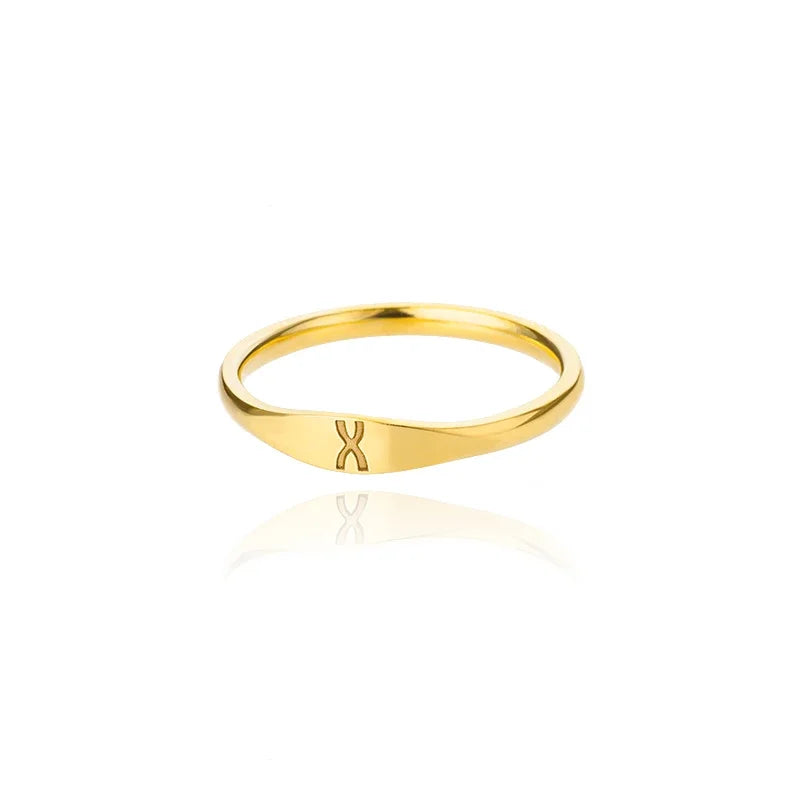 Gold Initial Signet Ring