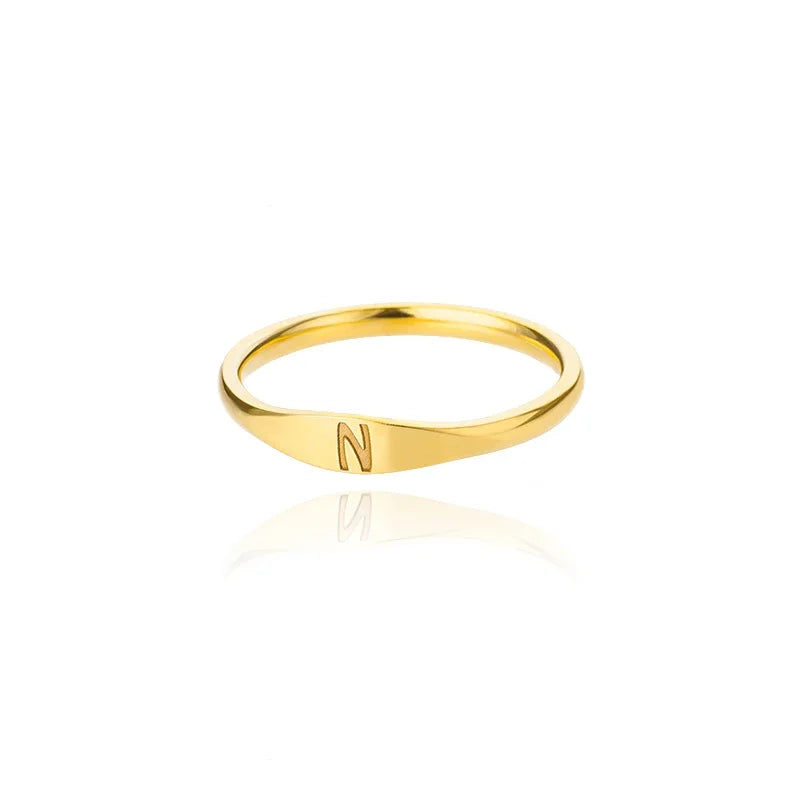 Gold Initial Signet Ring