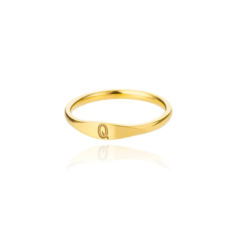 Gold Initial Signet Ring