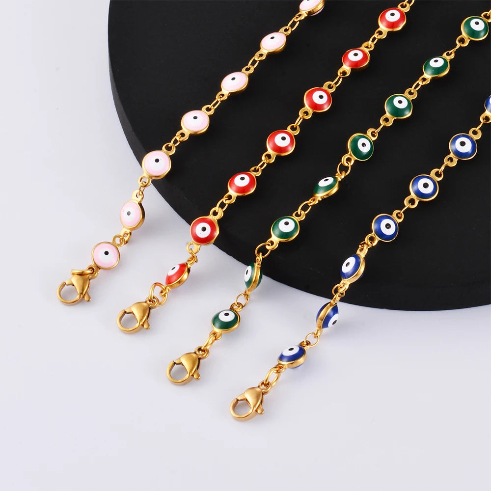 Evil Eye Enamel Bead Bracelet
