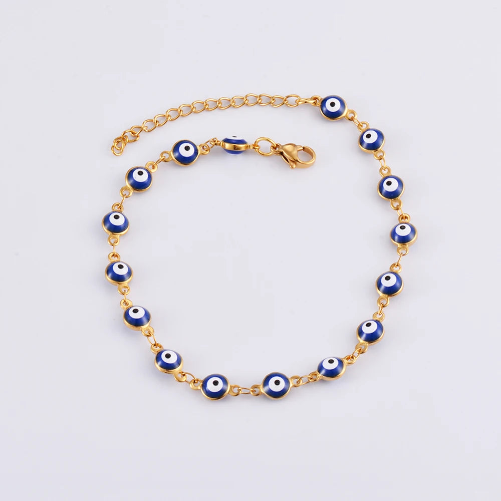 Evil Eye Enamel Bead Bracelet