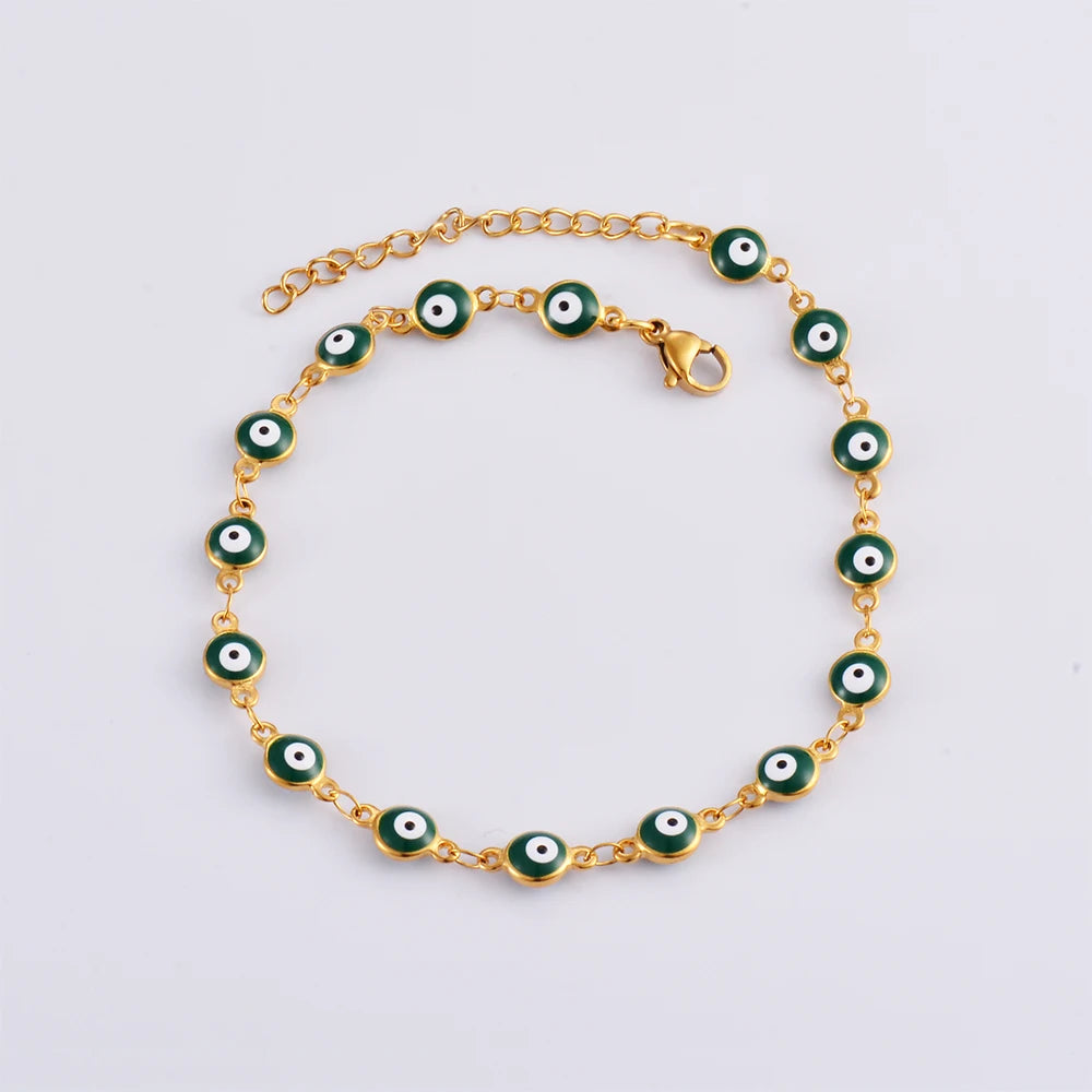 Evil Eye Enamel Bead Bracelet