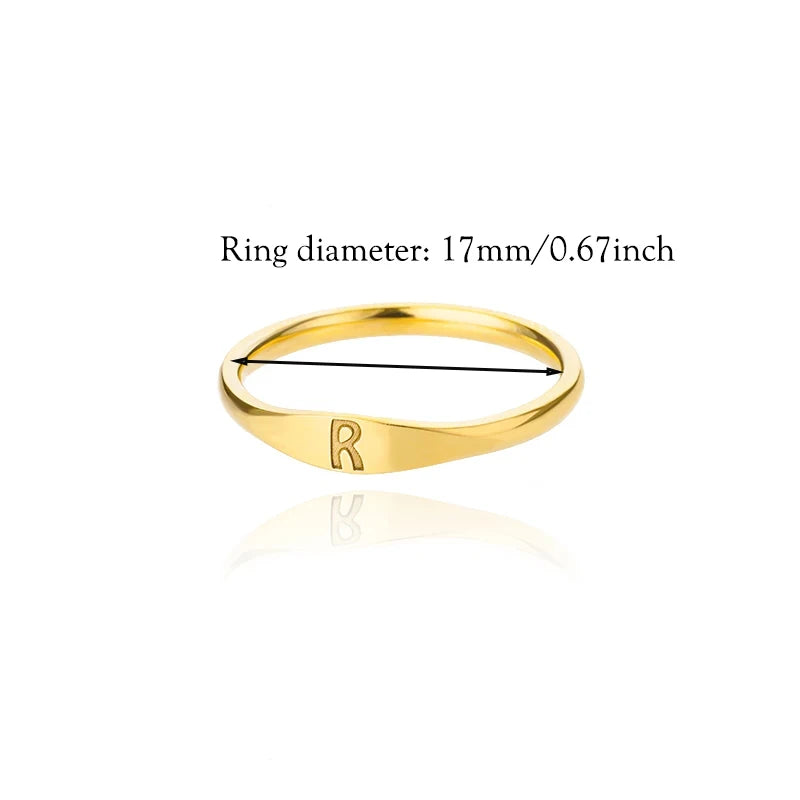 Gold Initial Signet Ring