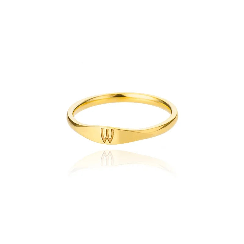 Gold Initial Signet Ring