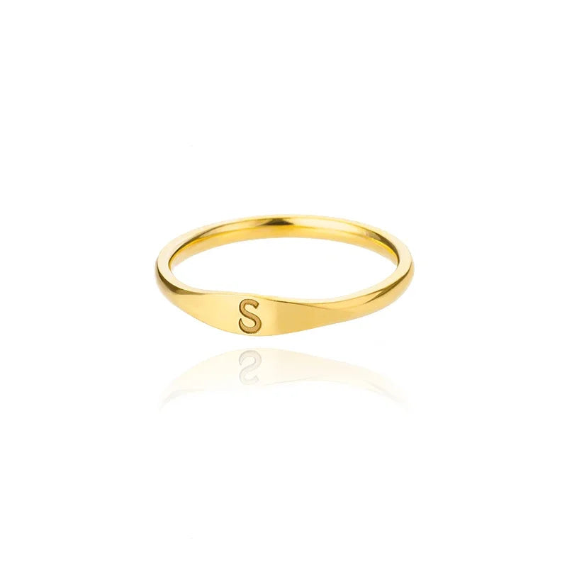 Gold Initial Signet Ring