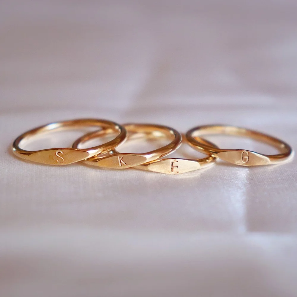 Gold Initial Signet Ring